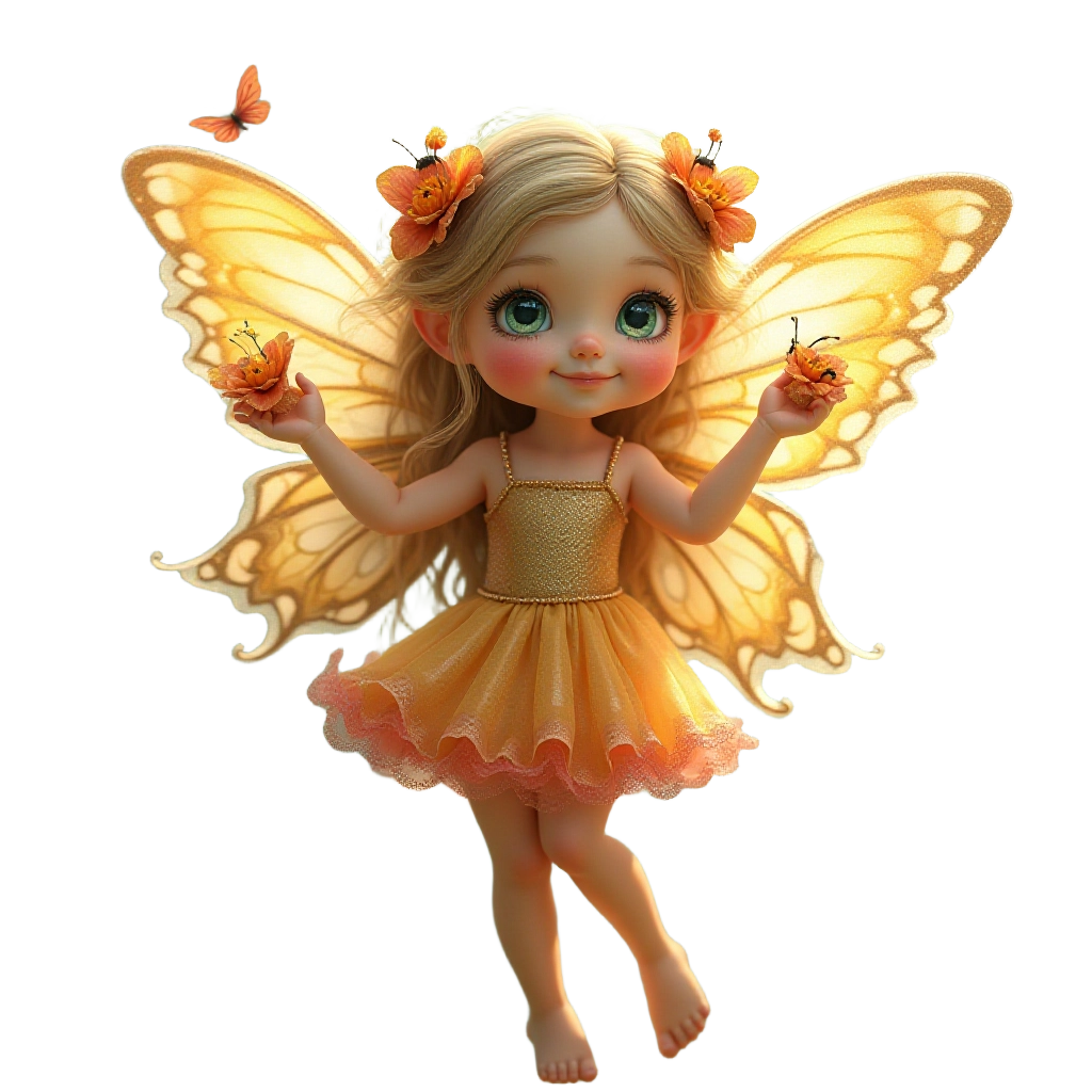 Golden Fairy with Butterflies